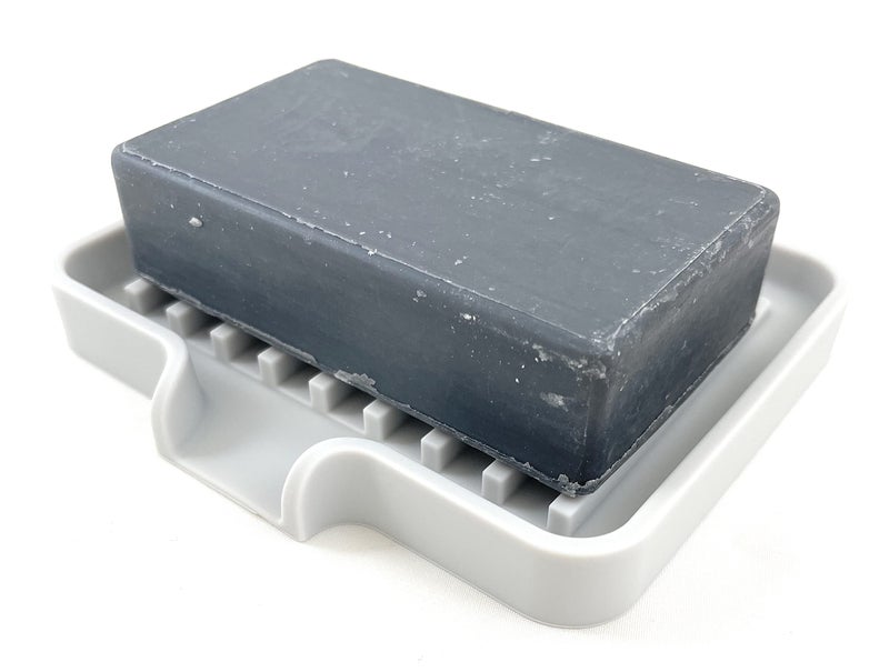 Happitasa Silicone Soap Dish Tray and Sponge Holder with Drain Chute  Pack of 2 | Bathroom and Kitchen Sink Organizer Caddy (Light Grey  5.2""x4""  7.2 Ounces) - Image 2